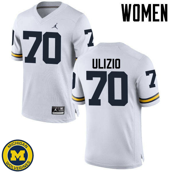 Women Michigan Wolverines #70 Nolan Ulizio White Embroidery Football Jersey